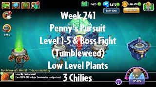 PvZ2 Penny's Pursuit Week 241 (Tumbleweed) - Level 1-5 & Boss Fight - 3 Chilies