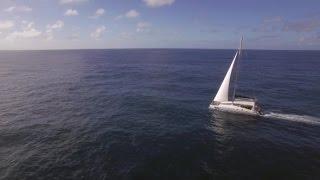 Yacht Sailing in the Ocean, Aerial View | Stock Footage