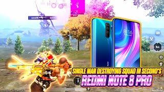 SiNGLE MAN DESTROYING SQUAD iN SECOND'S  REDMI NOTE 8 PRO PUBG/BGMI TEST 2024