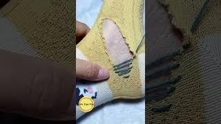 How to mend holes in socks? Amazing Embroidery Stitches For Beginners /Guide to Sewing. #shorts