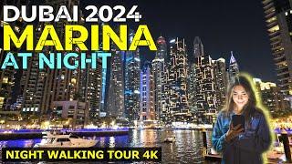  Dubai Marina Night Walk:  Splendid Dubai Marina 2024 Night Walking Tour 4K