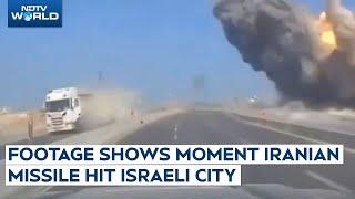 Iran Attacks Israel | Dashcam Footage Shows Moment Iranian Missile Hit Israeli City Ashdod