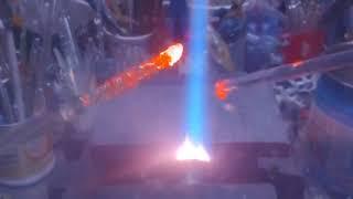 silver fuming inside tubing to make solid rod#fuming#glassblowing#fire#glassart#glasscrafts