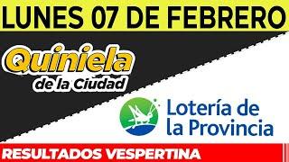 Resultados Quinielas Vespertinas de la Ciudad y Buenos Aires, Lunes 7 de Febrero