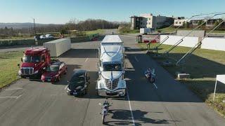 How to know if you're in a semi truck's blind spot