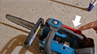 Continuous cutting without pressing the top white button (Makita DUC254 electric chainsaw)