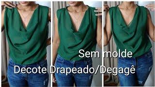 Blusa Decote Drapeado/ Degagê. Sem Molde