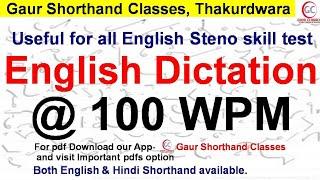 SSC Steno 100 WPM English Dictation | English Dictation 100 WPM | Achal Gaur Shorthand Playlist
