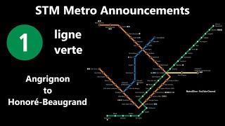 STM Metro Announcements - Ligne verte (Angrignon to Honoré-Beaugrand)