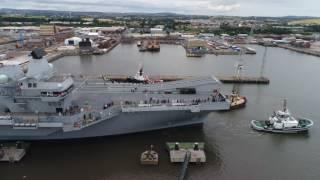 Drone footage shows HMS Queen Elizabeth depart Rosyth