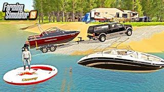 LUXURY BOATING, CAMPING & TUBING ON LAKE! (FUNNY) | FARMING SIMULATOR 2019