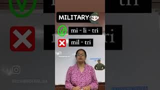 Correct pronunciation of ‘military’ || IELTS || PTE || English speaking ||