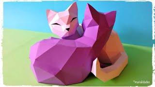 ️ YIN YANG CATS PAPERCRAFT GRATIS -  Descarga las plantillas - Methakura