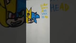 Drawing super sonic and sonic head #sonicthehedgehog #supersonic#saga#art#trend#shorts