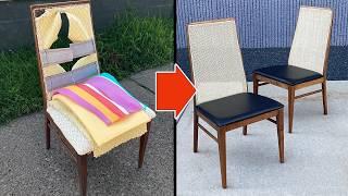 MCM Chair Transformation | DIY Cane Webbing On Chair Back | Furniture Restoration & Repair