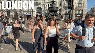 England, London City Summer Streets Heatwave Walk in London | Central London View at 31°C [4K HDR]