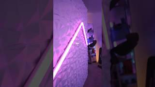 Floating light on 3D wall panels