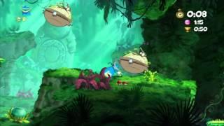 Rayman Origins Demo. Шаткие пещеры. Прохождение. Приз за скорость.