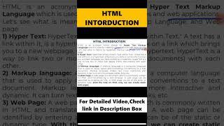 HTML Introduction