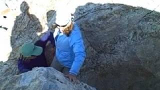 Shelli Johnson learns bouldering from Jackson Hole Mountain Guides guide Julia Niles