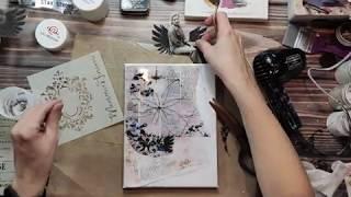 Collage background on canvas by Aida