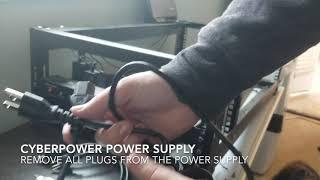 Removing the Cyberpower cords from the power supply and wall outlet