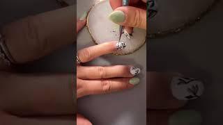 Green Spring Nails with Flower Nail Art | DIY Dip Powder