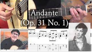 ANDANTE (Op. 31 No. 1) - Fernando Sor - Full Tutorial with TAB - Classical Guitar