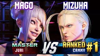 SF6 ▰ MAGO (Juri) vs MIZUHA (#1 Ranked Cammy) ▰ High Level Gameplay