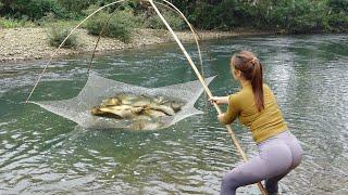 Amazing Fishing Techniques | Traditional Fishing with Bamboo and Fishing Net | Catch a Lot of Fish