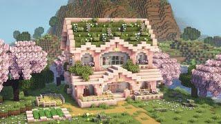 [Minecraft] How to Build a Cute Cherry Blossom House / Tutorial