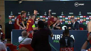 José Mourinho's press conference gatecrashed  | Roma players celebrate UECL triumph with the boss!