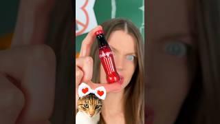 Sasha's Wild Reaction to Coke-Shaped Lipstick! #Sasahcat #makeup #catreview #funny