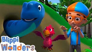 Dinosuar Stuck in the Mud! | Blippi Wonders - Kids Cartoons | Party Playtime!
