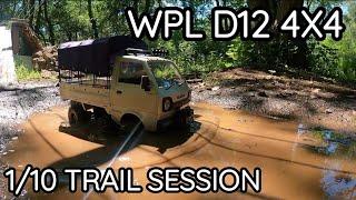 WPL D12 4X4 takes on a 1/10 scale crawler course! EPIC 1/10 Suzuki Carry 4x4 trail truck