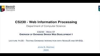 CS230 L1405 Testing Database Interaction with NodeJS and MySQL