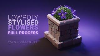 Stylized / Cartoon Flowers in Stone Box Modeling in Blender 3d | 3d Game Art, Blender Speed Modeling