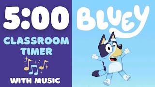 5 Minute Bluey Classroom Timer With Music  | Kids Cartoon Show Countdown