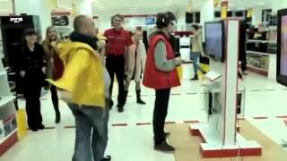 The guy dancing in the electronics store