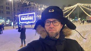 Russian Guy in Soviet Ushanka in Helsinki LIVE, CRINGY Light Art on SATURDAY Night