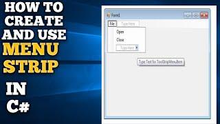 How to use Menu Strip in c# visual studio | Menustrip | MenuStrip in C# [Menu Strip C# Step by Step]