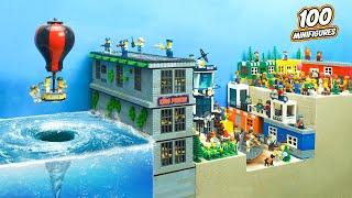 Water Tornado Vortex Whirlpool Takedown Lego City with 100 Minifigures - Lego Dam Breach Experiment