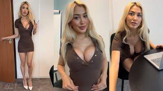 Selina Office Crush | NEW Dress, Walking around the Office in Tight Mini Dress & Heels | Selina Amy