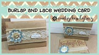 Burlap and Lace Rustic Wedding Card || Country Charm by Tracy