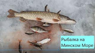 Рыбалка на Минском Море 2, Ратомский залив , поймали щуку, зимняя палатка.