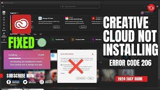 FIX  Adobe Creative Cloud 2024 "Server Connection" Error 206 (Install Stuck!)