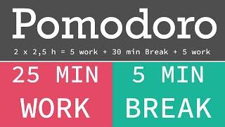 Pomodoro Technique - Tekniği 2 x 2,5 h = 5 work + 30 min Break + 5 work