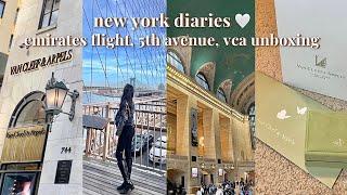 new york vlog  vca unboxing, emirates flight, fifth avenuecartier, van cleef, lululemon shopping