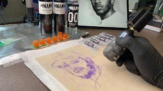 LIVE TATTOO: KENDRICK LAMAR PORTRAIT ON FAKE SKIN