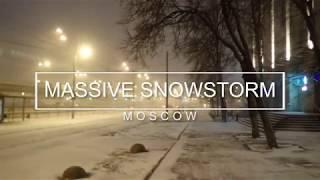 4k Blizzard Snowstorm - Relaxing Walking in Moscow - ASMR Noise of the Wind and Snow Crunch.